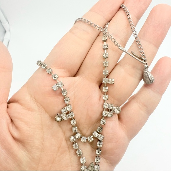 Vintage Clear Crystal Rhinestone Dainty Dangles Necklace Earrings Sets - Picture 4 of 11